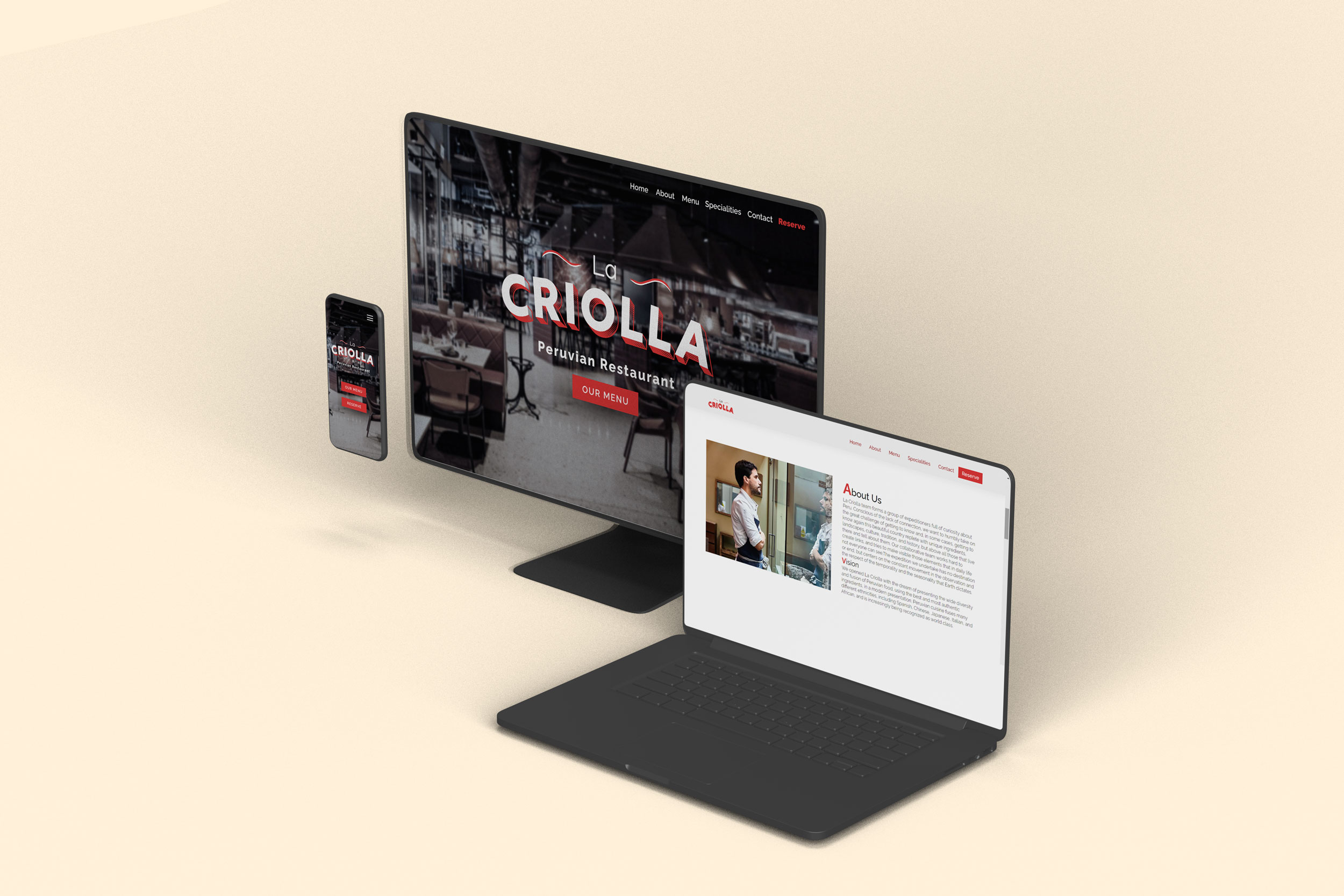 La criolla website mockup
